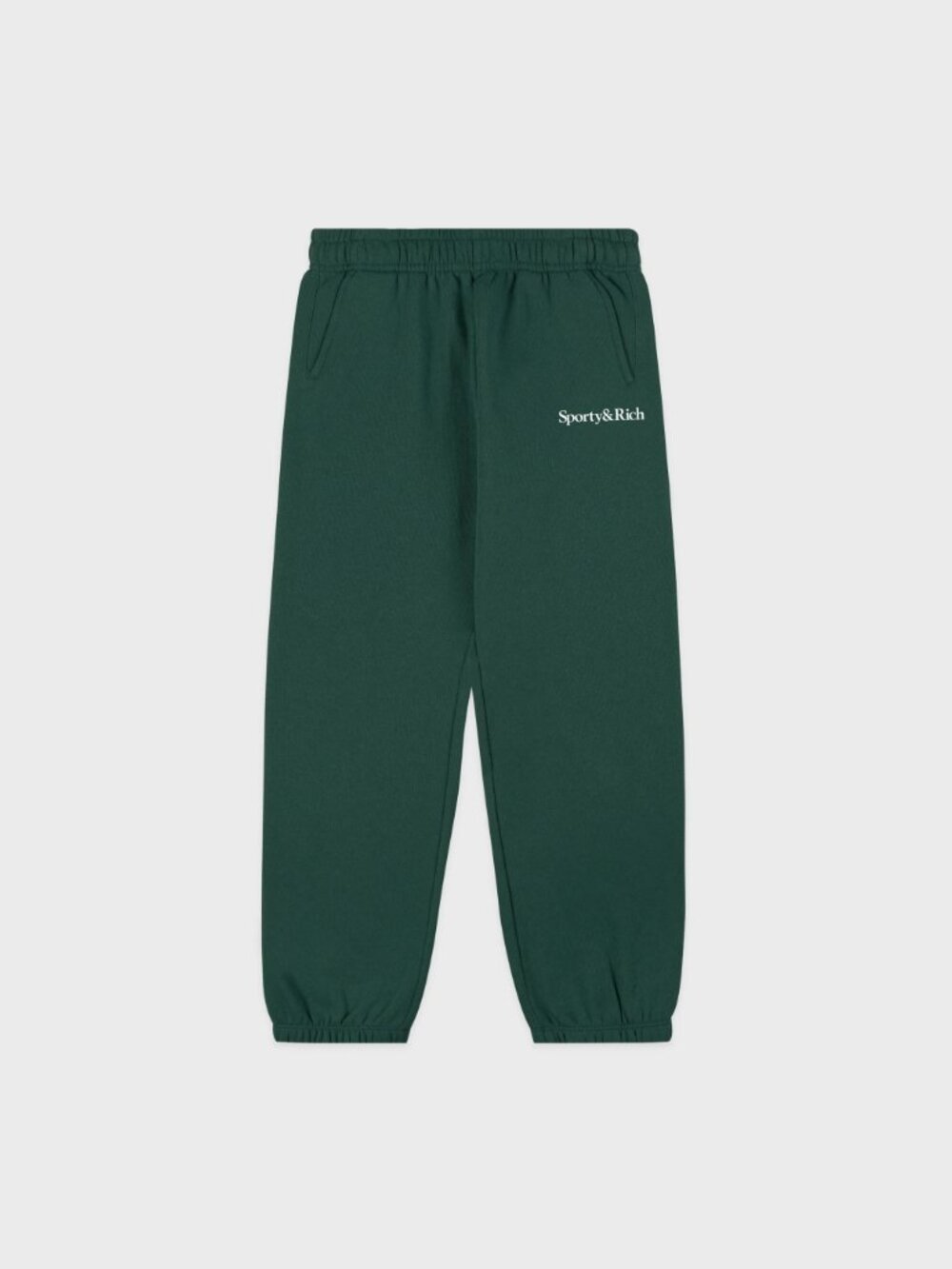 SPORTY & RICH Wimbledon cotton-jersey sweatpant in Forest/White